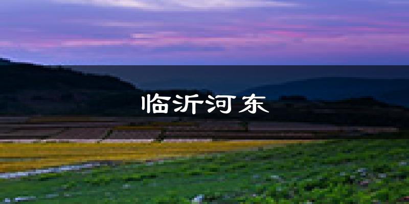 临沂临沂河东天气预报未来一周